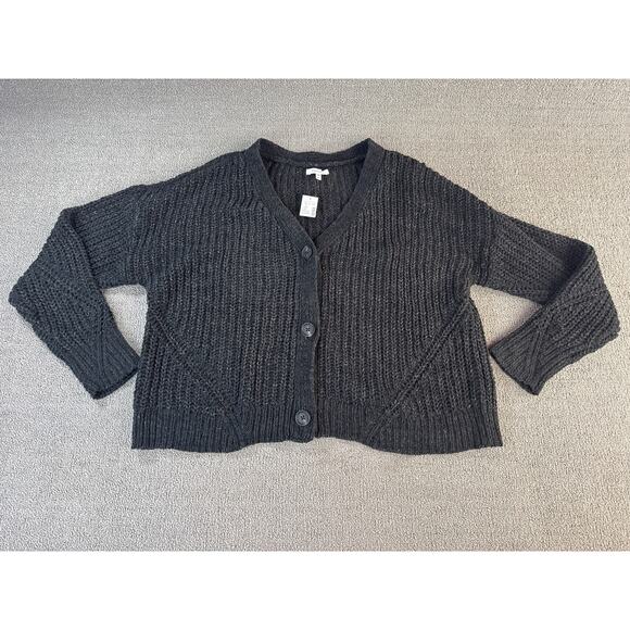 NWT Maurices Cardigan Sweater Knit Cropped Metallic Thread Black Gold Size XL - Picture 1 of 8